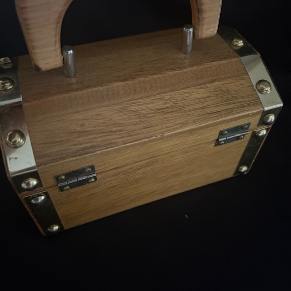 Vintage Wood Purse Handbag with Brass Accents - Japan - Tally-Ho Creation - Picture 7 of 16